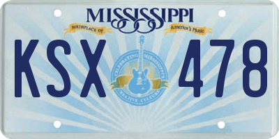 MS license plate KSX478