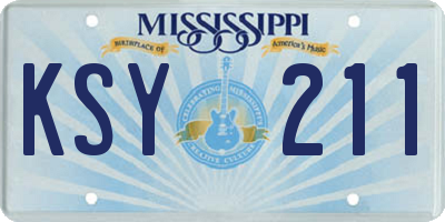 MS license plate KSY211