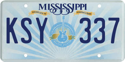 MS license plate KSY337