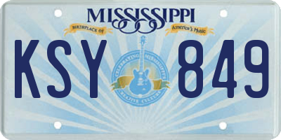 MS license plate KSY849