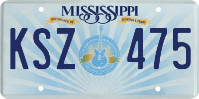 MS license plate KSZ475