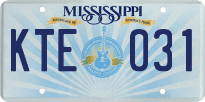 MS license plate KTE031