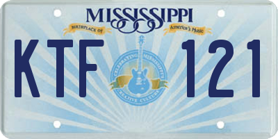 MS license plate KTF121