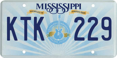 MS license plate KTK229