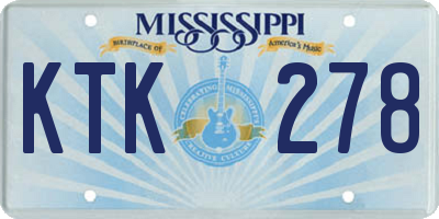 MS license plate KTK278