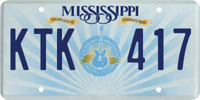 MS license plate KTK417