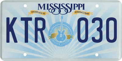 MS license plate KTR030