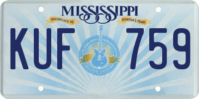 MS license plate KUF759