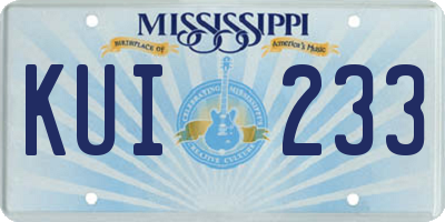 MS license plate KUI233