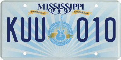 MS license plate KUU010