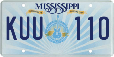 MS license plate KUU110