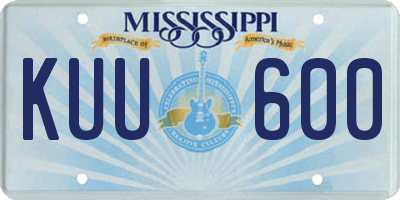 MS license plate KUU600