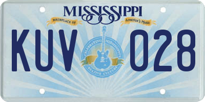MS license plate KUV028