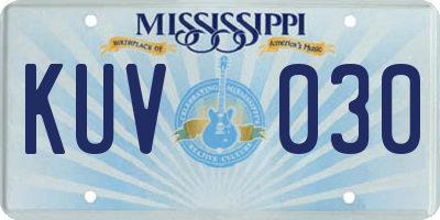 MS license plate KUV030