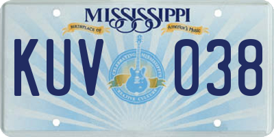 MS license plate KUV038