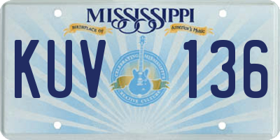 MS license plate KUV136