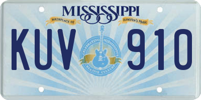 MS license plate KUV910
