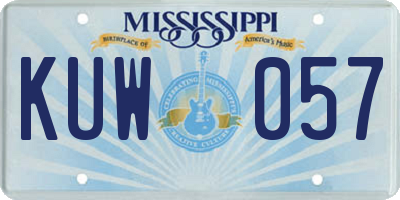 MS license plate KUW057