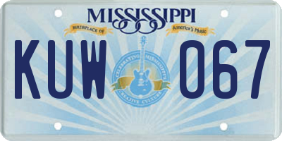 MS license plate KUW067