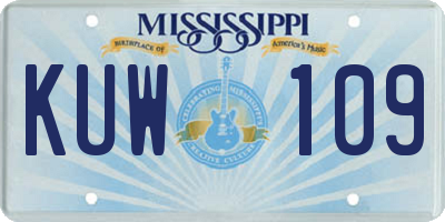 MS license plate KUW109