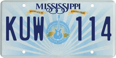 MS license plate KUW114
