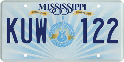 MS license plate KUW122