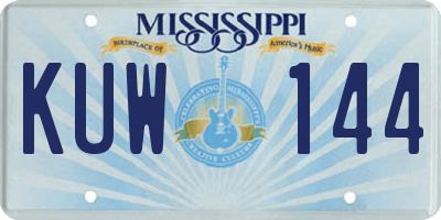 MS license plate KUW144