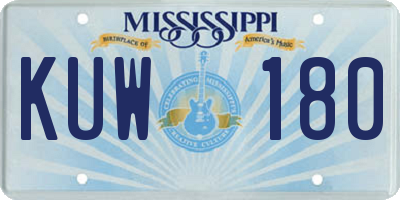 MS license plate KUW180