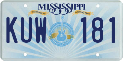 MS license plate KUW181