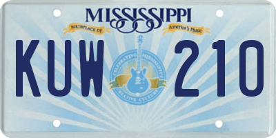 MS license plate KUW210