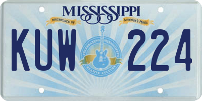 MS license plate KUW224
