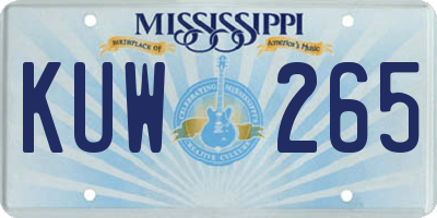 MS license plate KUW265