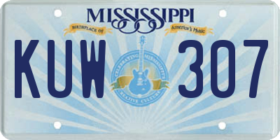MS license plate KUW307