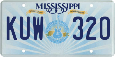 MS license plate KUW320