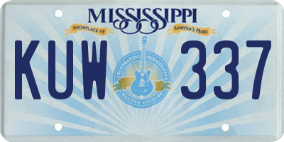 MS license plate KUW337