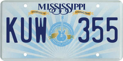 MS license plate KUW355