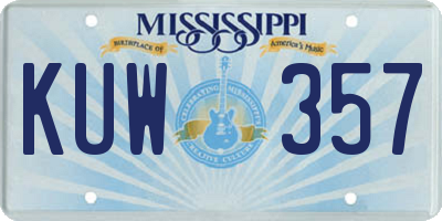 MS license plate KUW357