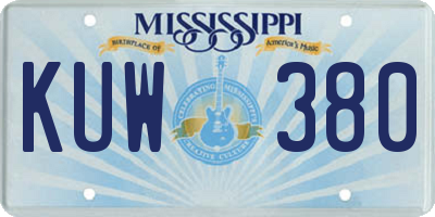 MS license plate KUW380
