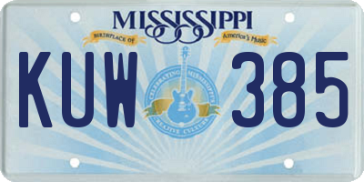 MS license plate KUW385