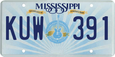 MS license plate KUW391
