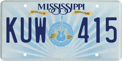 MS license plate KUW415