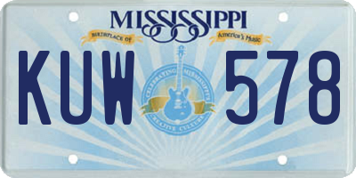 MS license plate KUW578