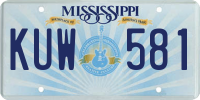 MS license plate KUW581