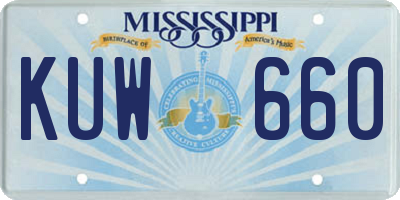 MS license plate KUW660