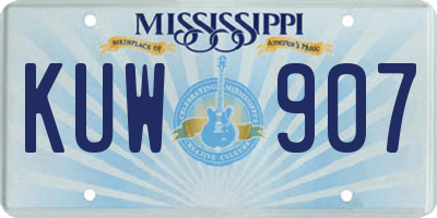 MS license plate KUW907