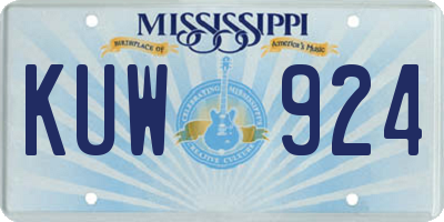 MS license plate KUW924