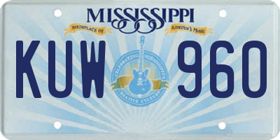 MS license plate KUW960