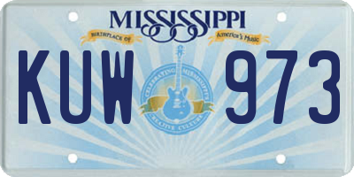 MS license plate KUW973
