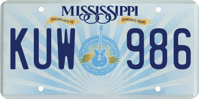 MS license plate KUW986
