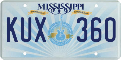 MS license plate KUX360